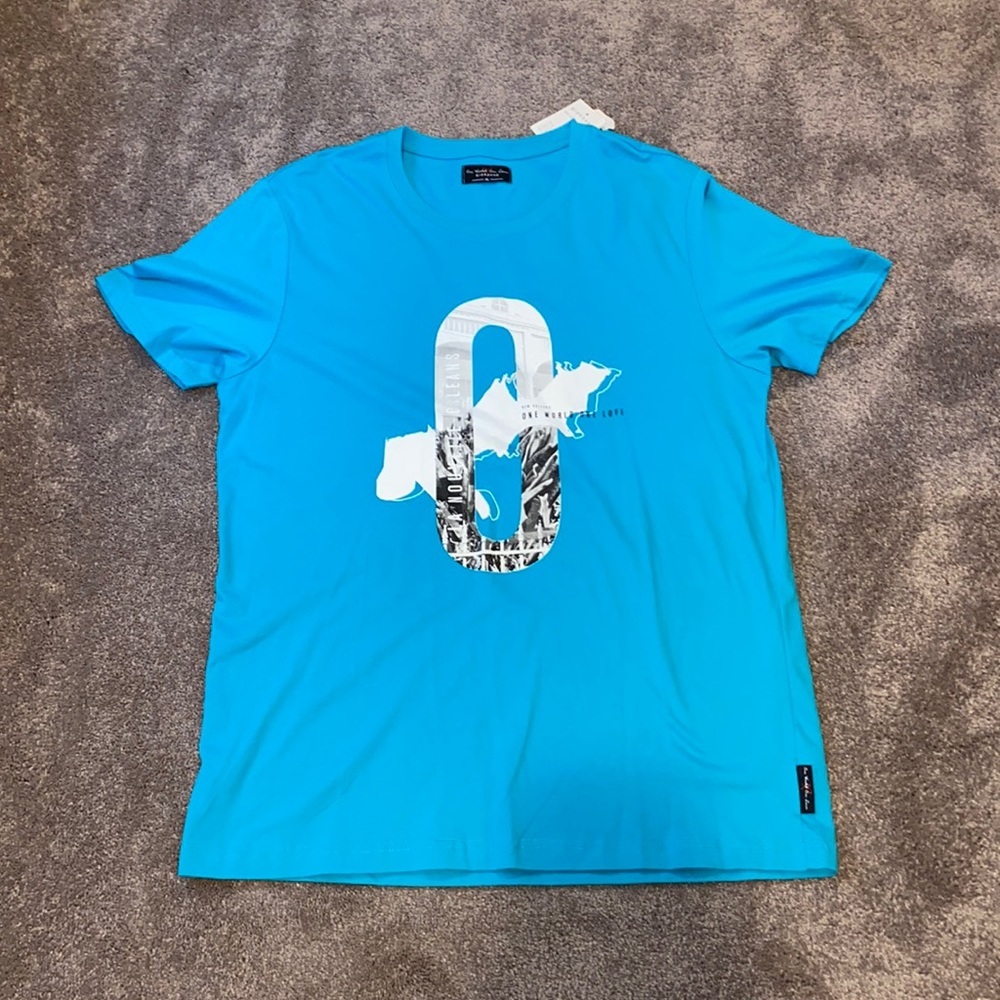NWT Giordano Teal Graphic T-Shirt Size XL Short Sleeve New Orleans